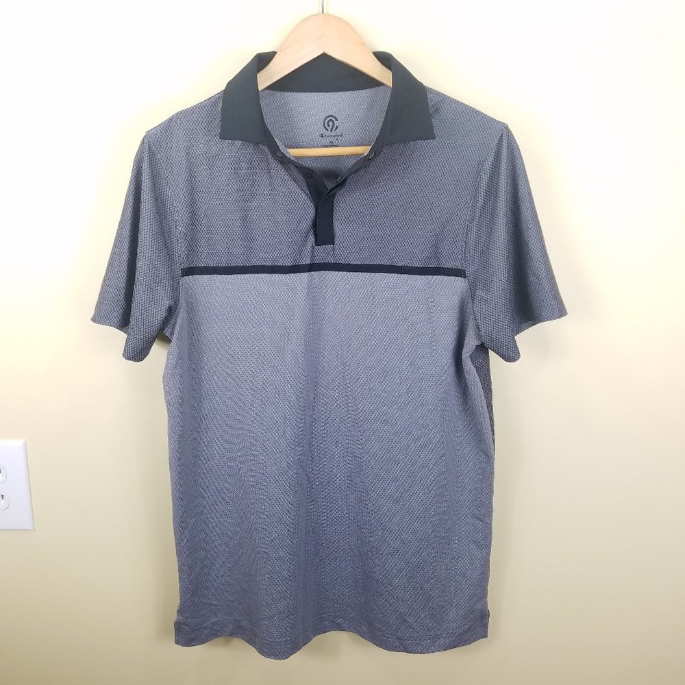 Champion C9 Medium Charcoal Gray Honeycomb Polo Golf Athletic Shirt Snap Button